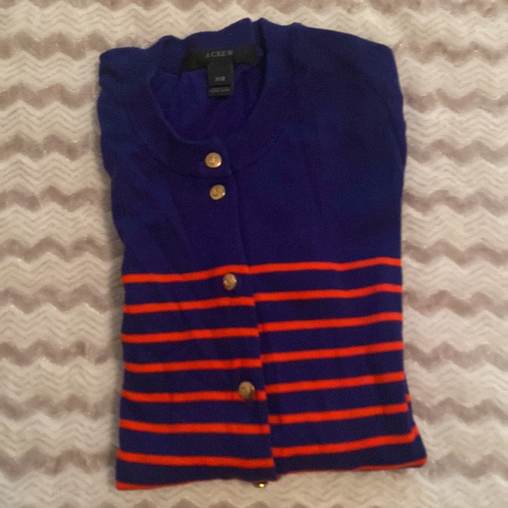 J. Crew Red and Blue Striped Cardigan Size XXS